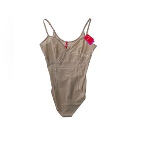 Spanx Thong Bodysuit Sandcastle Shapewear Adjustable Straps Tan Neutral NWT XL